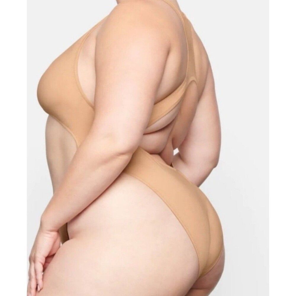 Skims Swim Monokini Swimsuit Ochre Medium - Picture 4 of 8